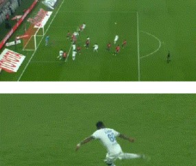 神之一脚：法甲现天外飞仙绝平世界波，现场视角还原，太丝滑了